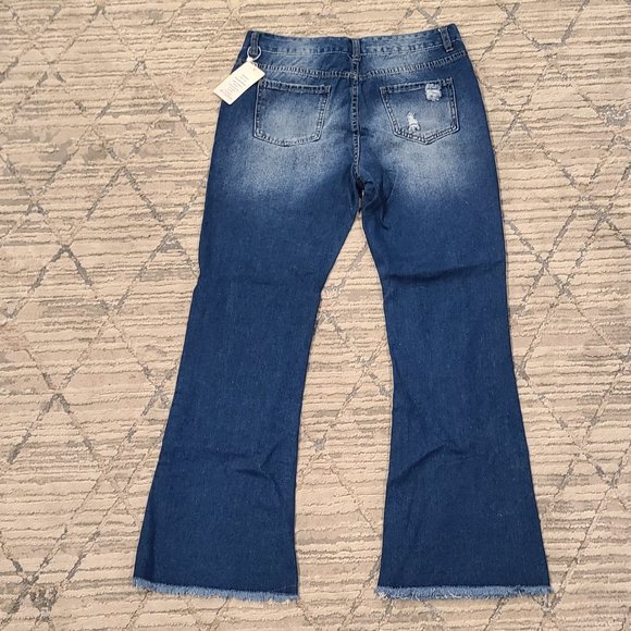* blue denim ripped flare jeans - Picture 6 of 6